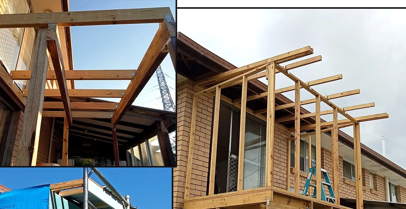 Timber framing of upper-storey home extension - Gold Coast builder